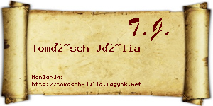 Tomásch Júlia névjegykártya